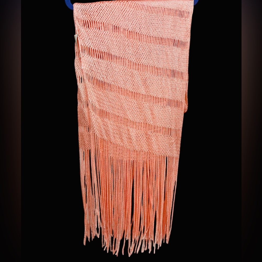 NORDSTROMS Coral Peach Knit Fringe Scarf